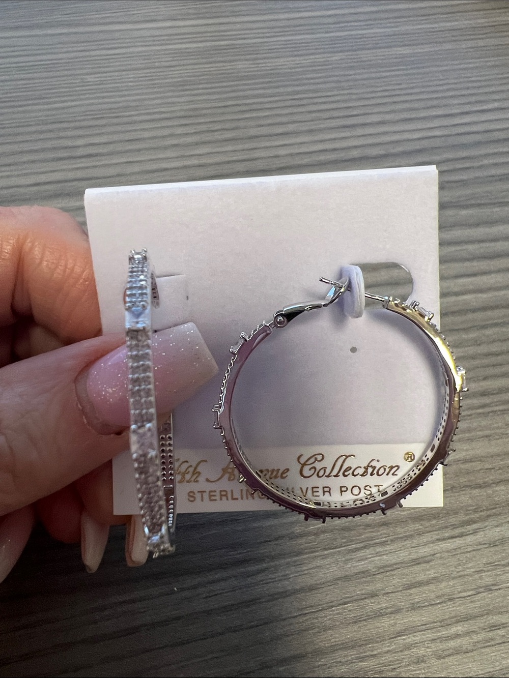 Silver Crystal Hoop Earrings - Silver